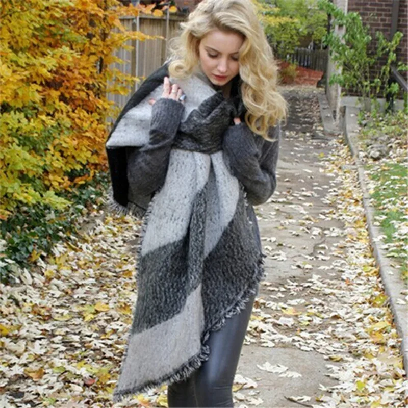 Теплая зимняя палантин-одеяло женский из кашемира, пашмины и шерсти с утолщенными шарами, оберточными платками, 3 цвета, хит продаж 2022 года, артикул L136.