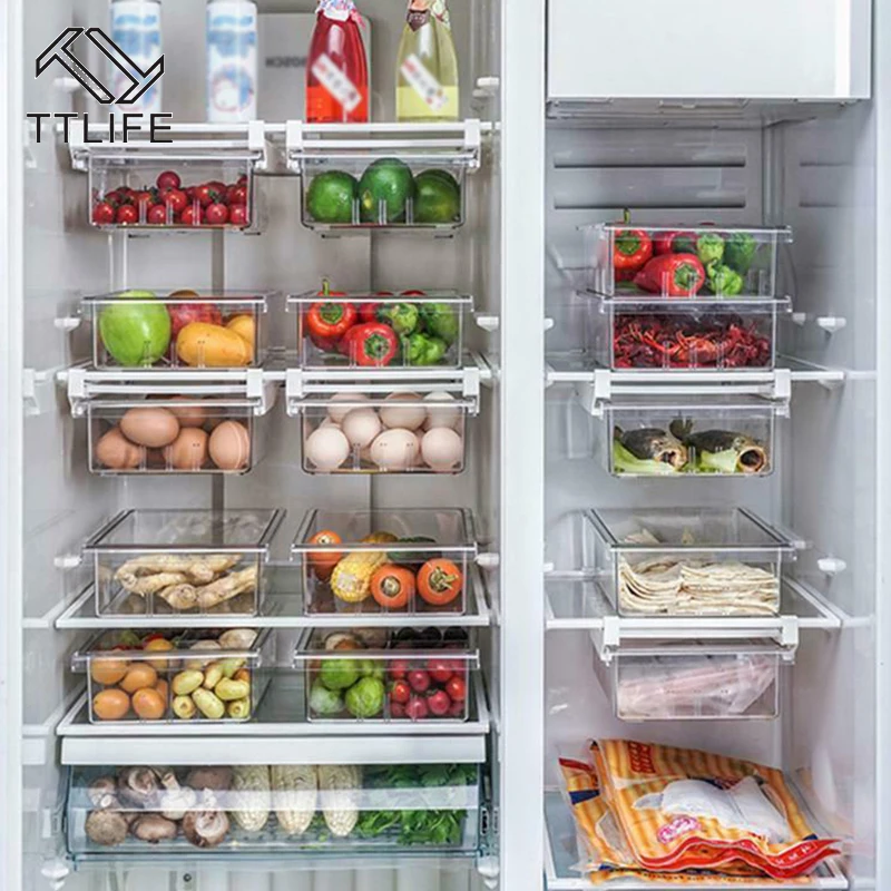 Фото Прозрачный органайзер для холодильника ящик хранения отсек контейнер кладовая