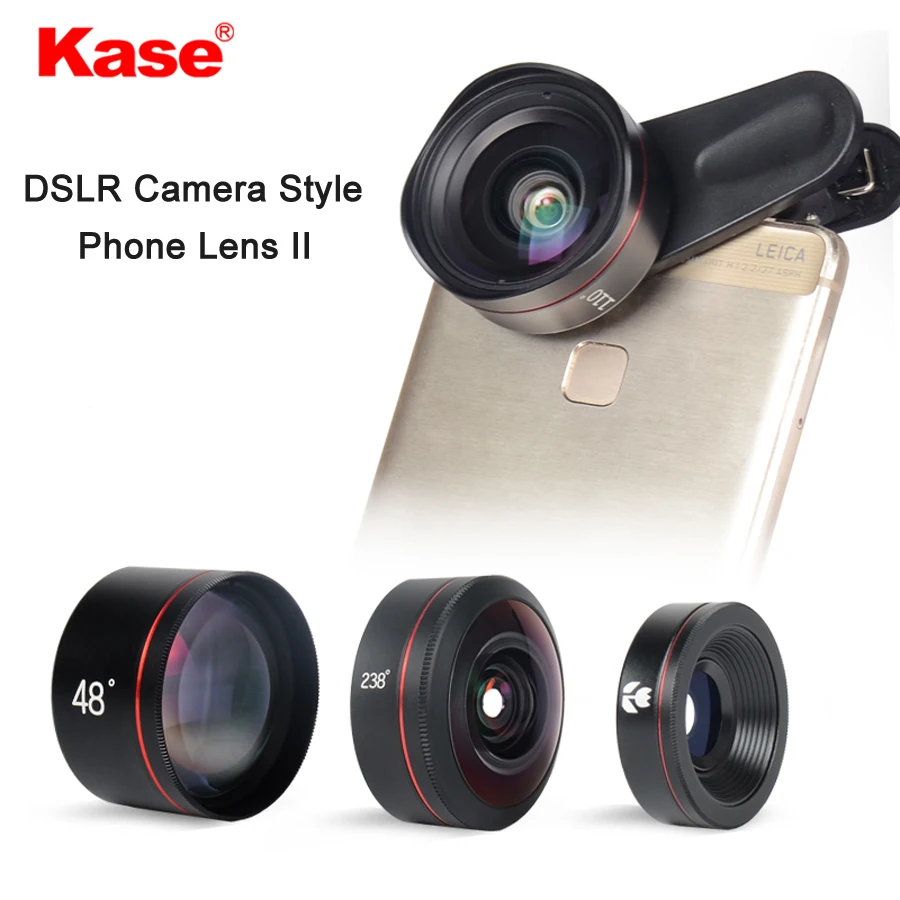 Lente do Telefone Olho de Peixe Lente para Smartphone Kase Profissional Câmera Estilo hd Grande Angular – Macro Telefoto Iphone Huawei Samsung ii Slr