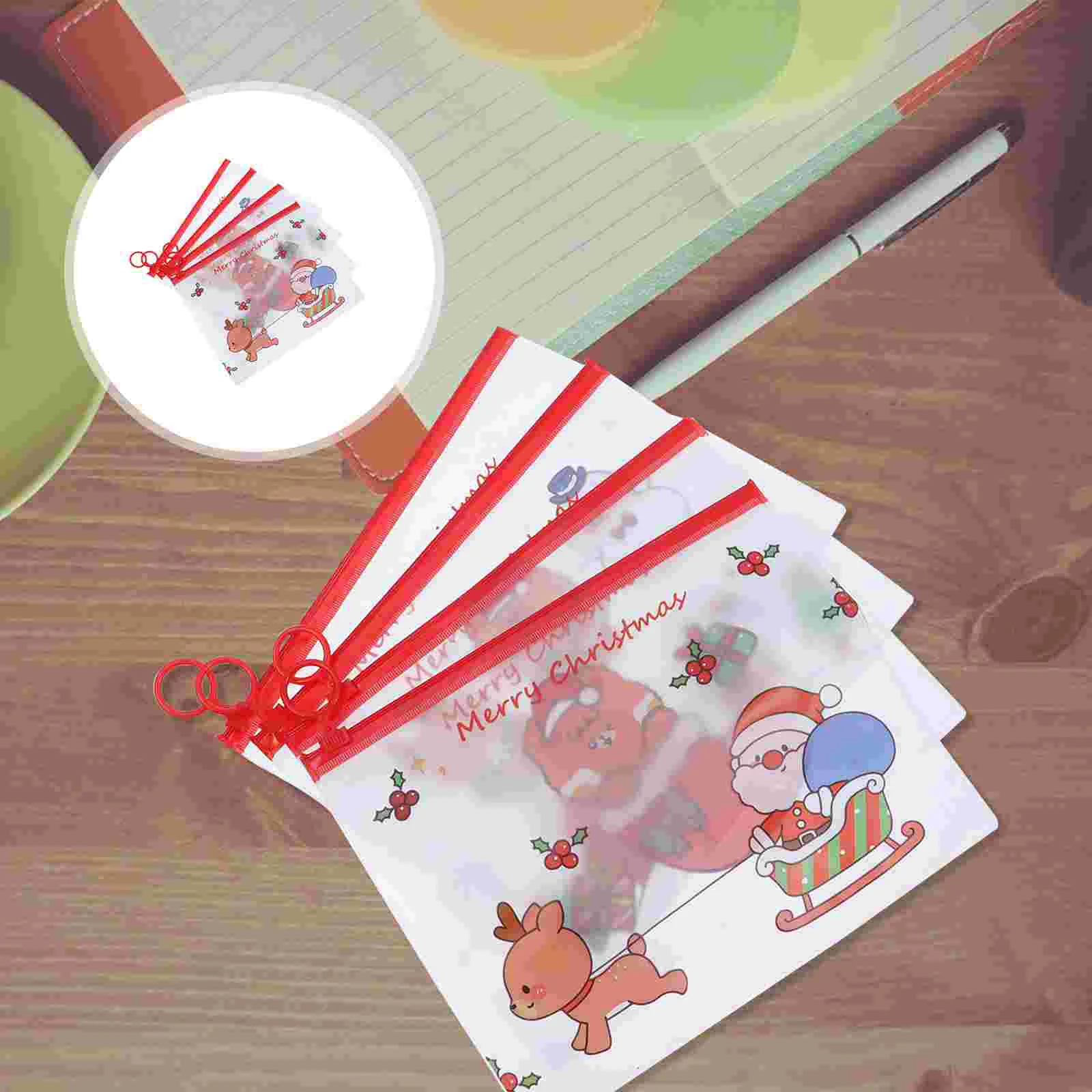 

20Pcs Clear Pencil Case Cartoon Christmas Pen Storage Pouch stationery Bag