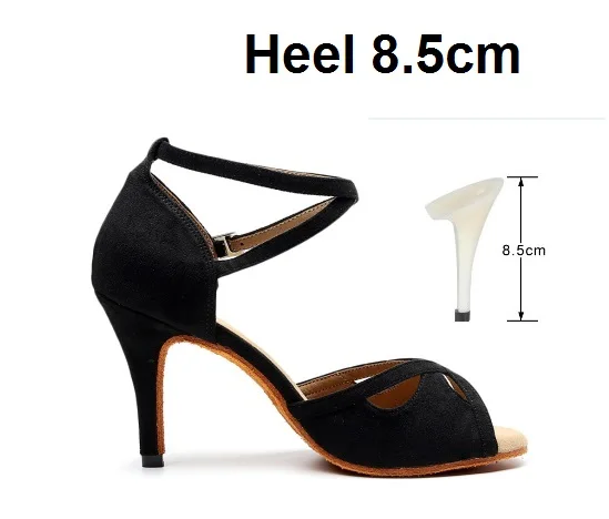 Black 8.5cm Женские туфли для Бальных и латиноамериканских танцев черные танцевальные туфли для сальсы Танго Bachata на выпускной 6/7, 5/8, 5 см VA30 - Цвет: Black 8.5cm