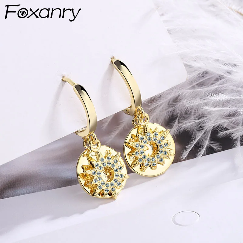 Серьги-кольца FOXANRY с защитой от аллергии женские ювелирные украшения со