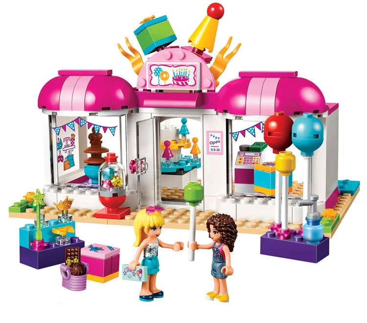 

[New] 181Pcs/set DIY Girl birthday party Building blocks toy Family friends party house + figures model funny assembles toy gift