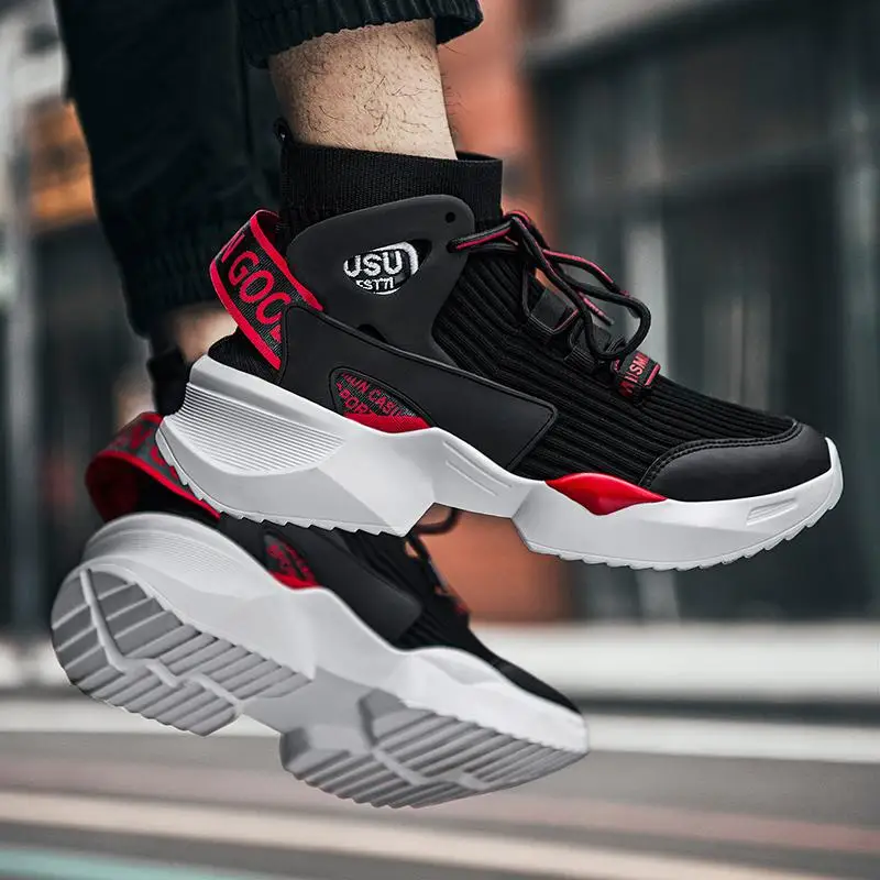 

Men and Women Reddish Black Knitted Socks Shoes Breathable Non-slip Wear-resistant Trend Sports Shoes Basketball Shoes HL031