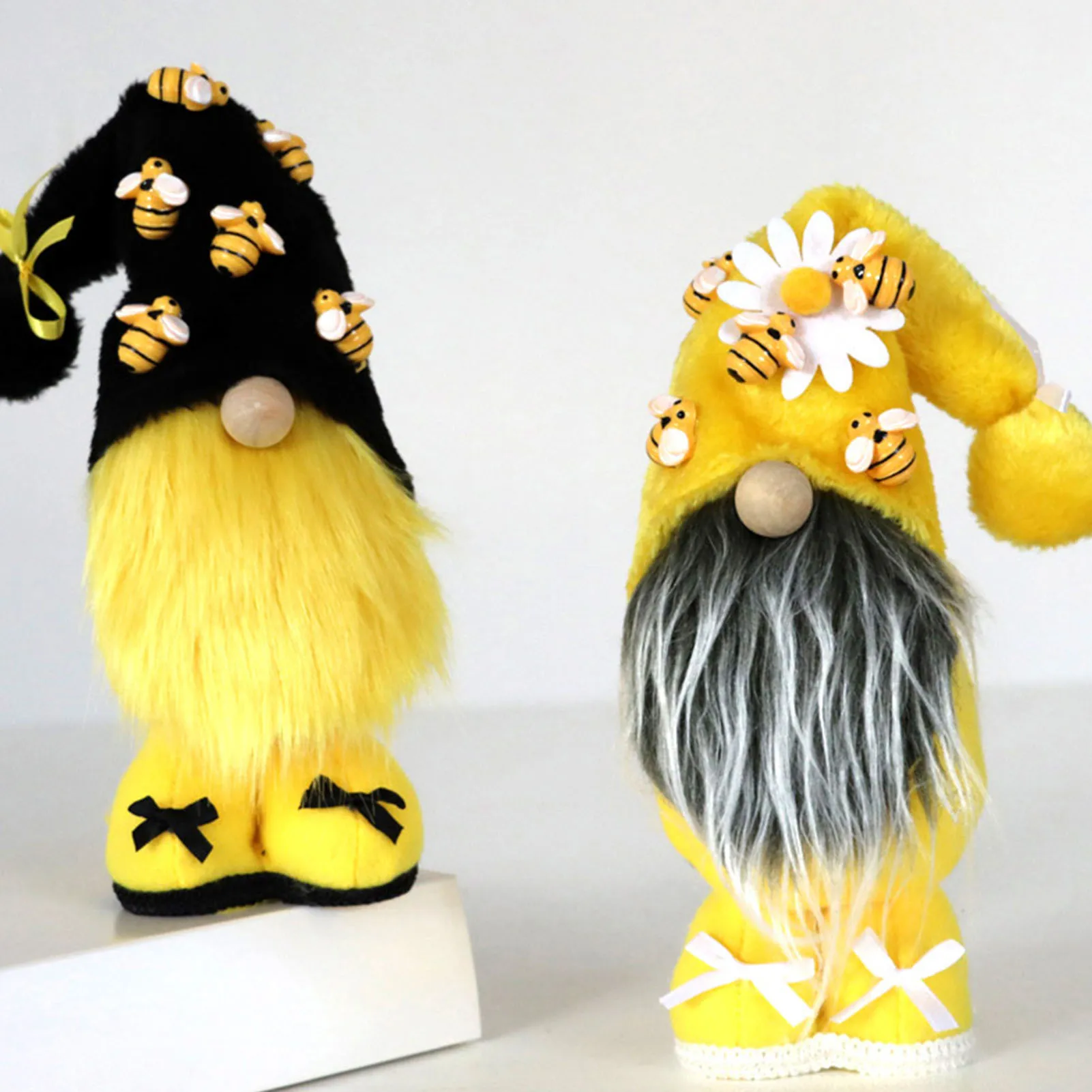 

Cute Bumble Bee Striped Gnome Lemon Faceless Doll Tree Hanging Ornament Doll Decorative Plush Doll Little Angel Pendent