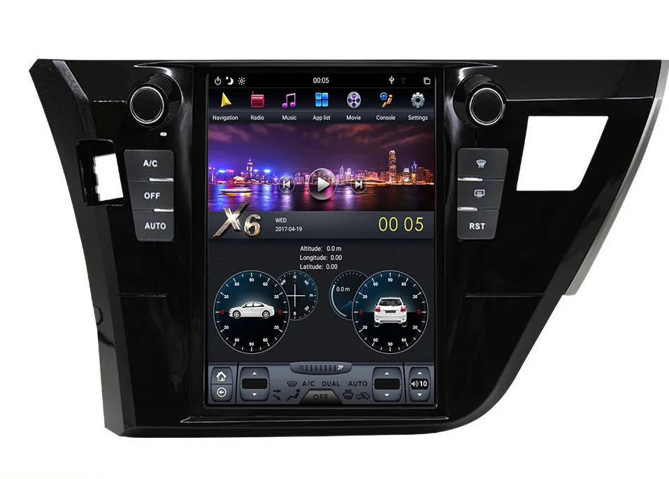 

10.4" tesla style vertical screen android 9.0 Six core Car GPS radio Navigation for Toyota Corolla 2014-2016 automatic A/C