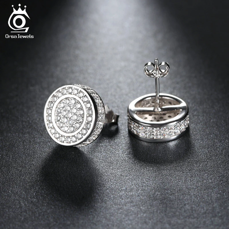 Orsa Jewels Classic Silver Цвет серьгу проложили AAA австрийской кубического циркония для вечеринки модные женские туфли Для мужчин Jewelry oe130