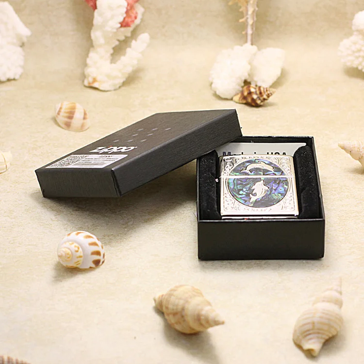 

Genuine Zippo oil lighter copper windproof Shell Dolphin cigarette Kerosene lighters Gift With anti-counterfeiting code