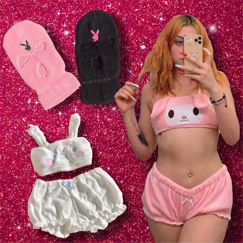 

Bunny Pajama Summer Soft Black Able Velvet Pyjamas Women Girls Cute Underwear Pj Shorts Sleepwear Underwear 2021
