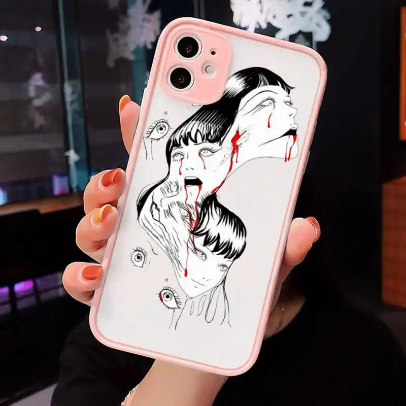 

Junji Ito Tees Horror Anime Phone Case matte transparent For iphone 7 8 11 12 plus mini x xs xr pro max cover