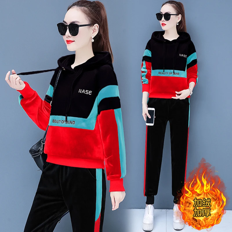 Спортивный костюм большого размера плюс спортивный для женщин 2020 топ и штаны в