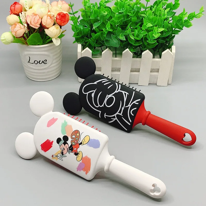 

Disney Cartoon Mickey Mouse Elastic Comb Girls Makeups Supplies Anime Minnie Kids Comb Cartoon 3D Air Cushion Hair Care Brushes
