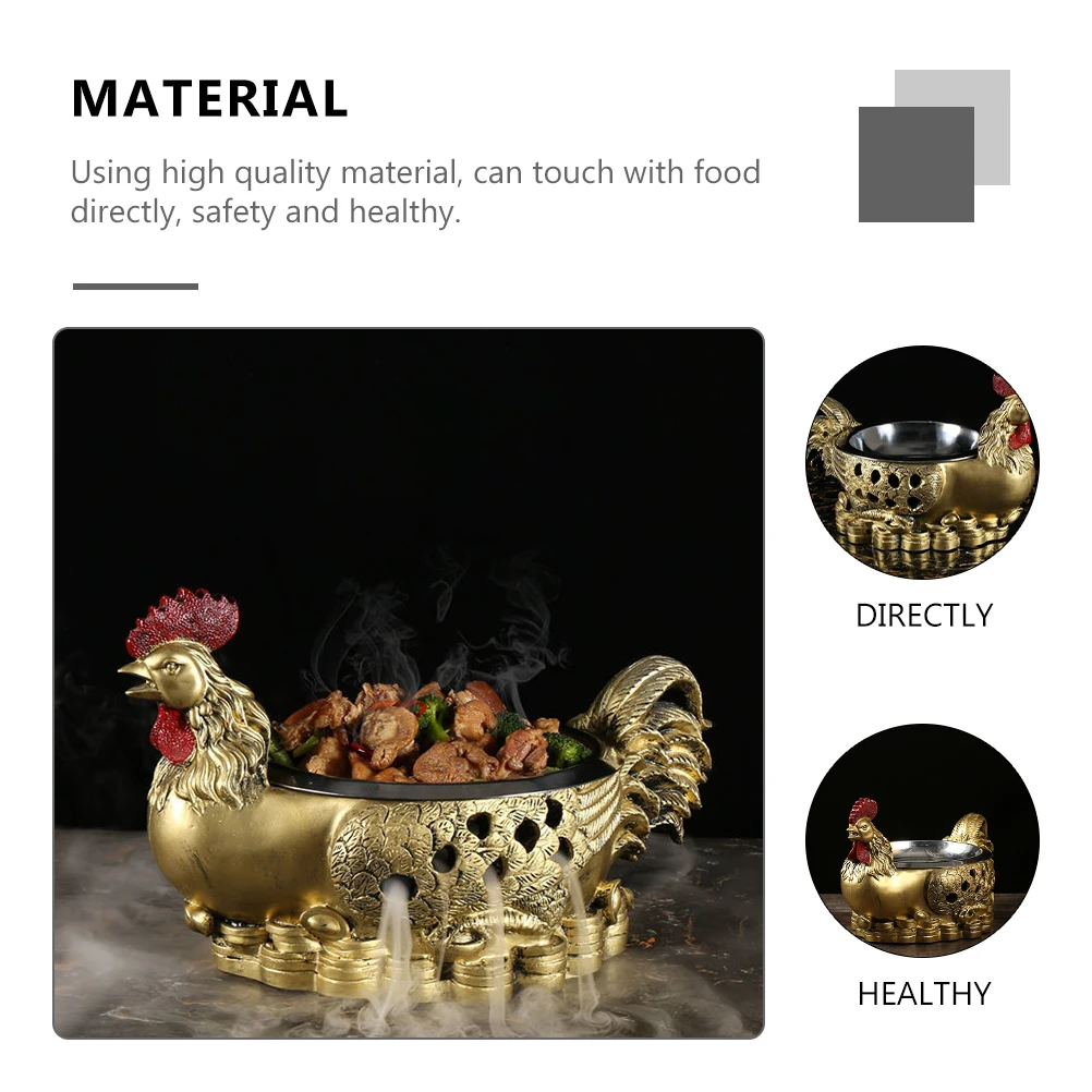 

1pc Rooster Shape Food Storage Plate Food Serving Plate Stainless Steel Food Tray