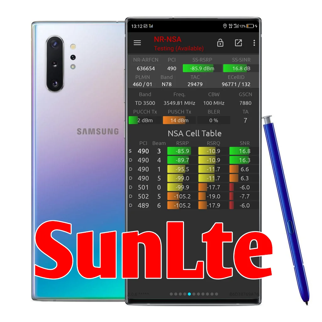 5G NR NSG тестовый телефон, samsung Note 10+ 5G поддержка устройств NSA N41 и N78, поддержка внешней антенны