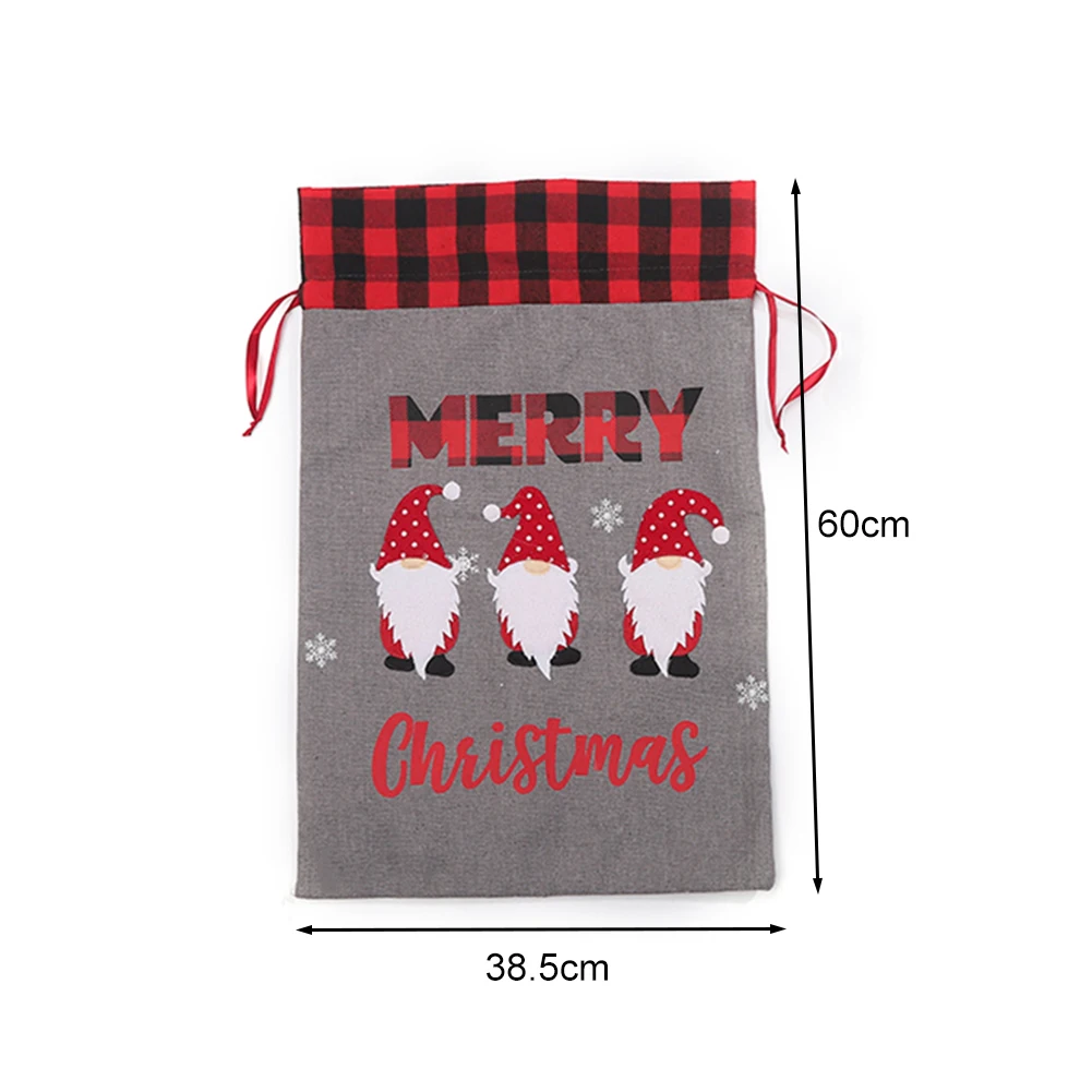 Christmas Large Candy Bag Printed Letters Forester Linen Drawstring Packaging Gift Bags Children Merry Home Decoration |