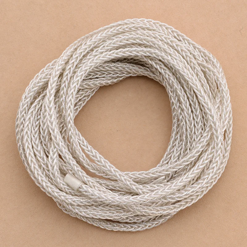 Однокристаллический медный провод, серебристый цвет, 8-жильная плетеная Улучшенная линия для наушников, 56 ядер