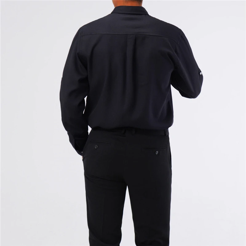 

Loldeal New Style Men Shirt Solid Color Slim-fit Long-sleeved Button-decorated Pullover