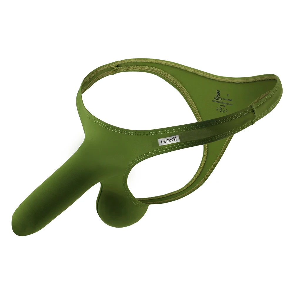 Мужские трусы стринги с карманом для пениса черные брифы низкой посадкой U