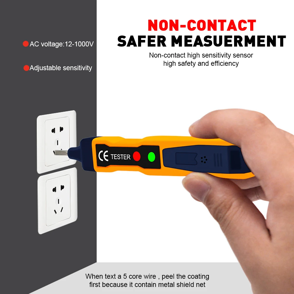 

NJTY Non-contact Tester Pen AC Voltage Detector Meter Sensitivity Adjustable Tester Voltage Tester With Infrared laser Tool Part