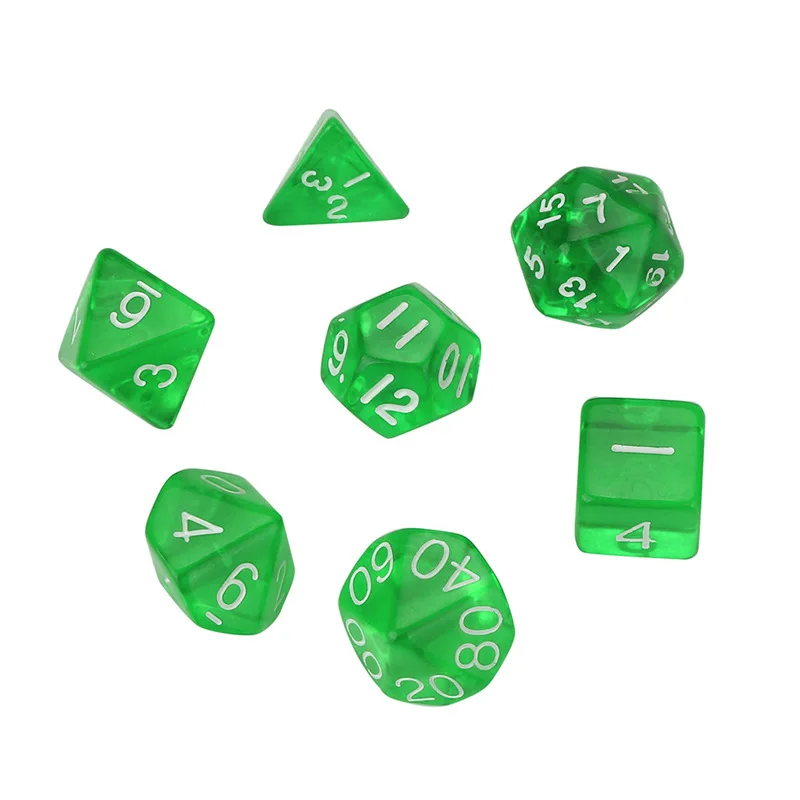 Зеленый 7 шт. игральные кости жемчужное зерно D4-D20 многосторонний Набор кубиков для многогранные кости полиэдральный игра в кости оборудование#2N23 - Цвет: Зеленый