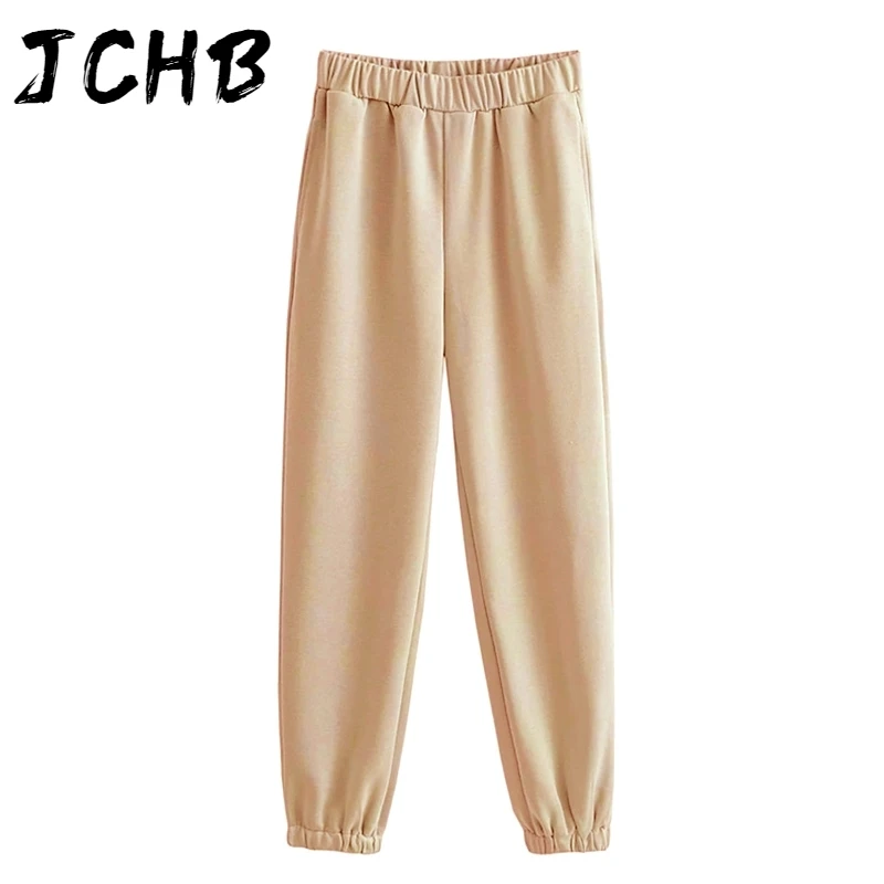 

SHZQJCHB 2021 Casual Jogger Pants Women Elastic Waist Sport Wear Pleated Trousers Female Solid Color Fashion Long Sweatpants