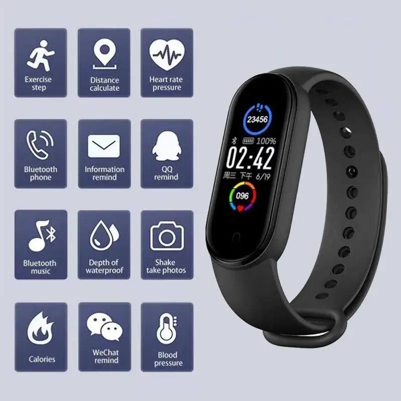

M5 Smart Band Bracelet IP67 Waterproof Smarthwatch Blood Pressure Fitness Tracker Smartband Fitness Wristbands M5 Smart Watches