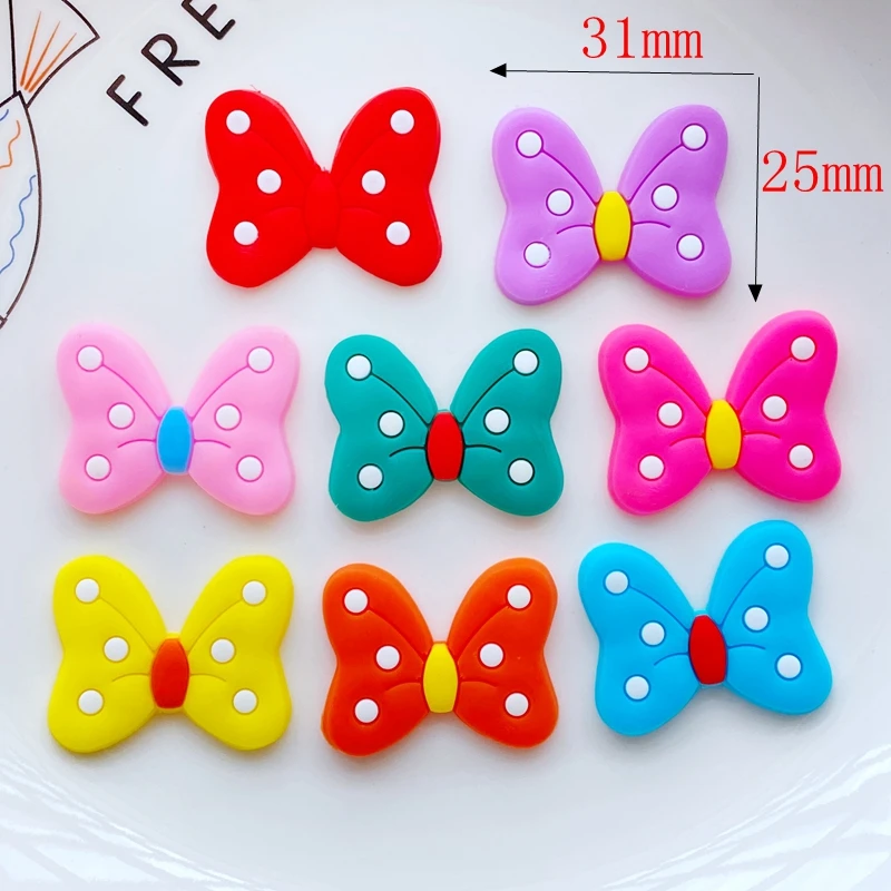 40 штук мягкого клея милый мультяшный бант из ПВХ с плоской задней стороной