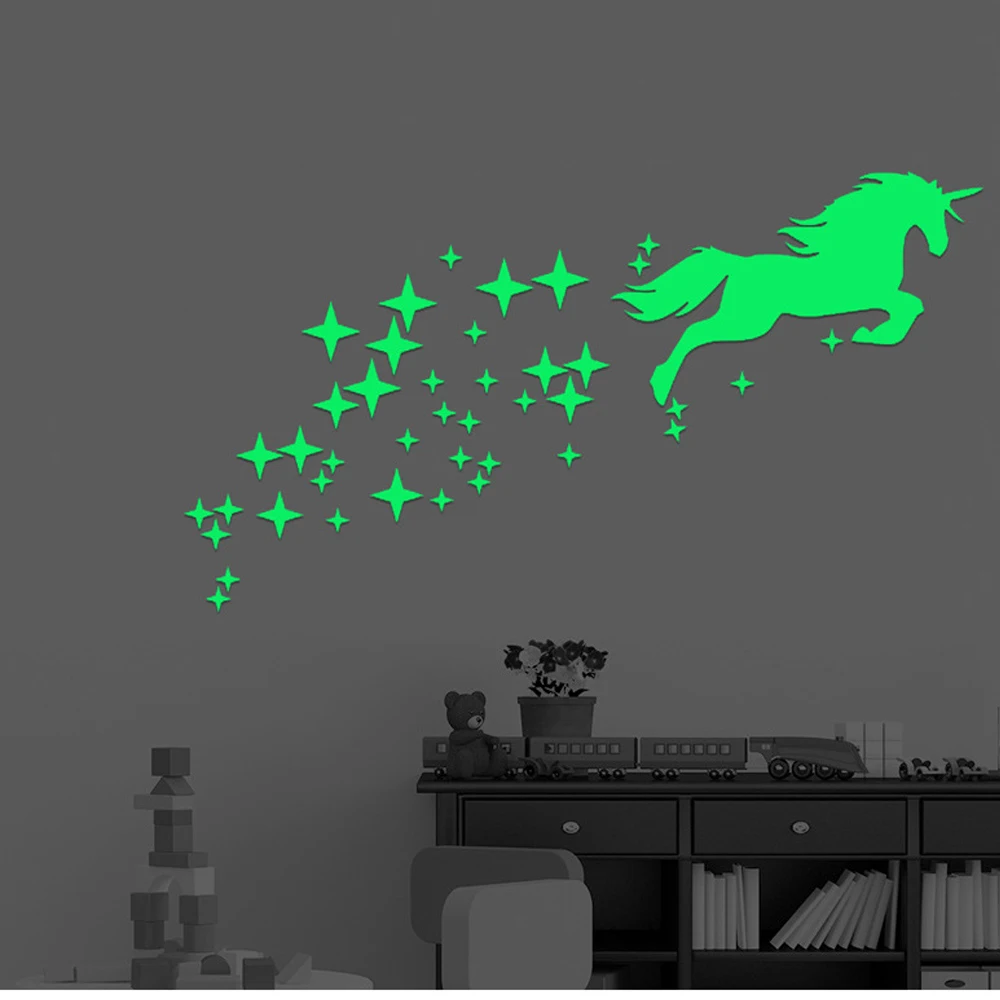 

Светящиеся наклейки Pegasus со звездами, декоративные настенные наклейки, светящиеся флуоресцентные настенные наклейки для детской спальни