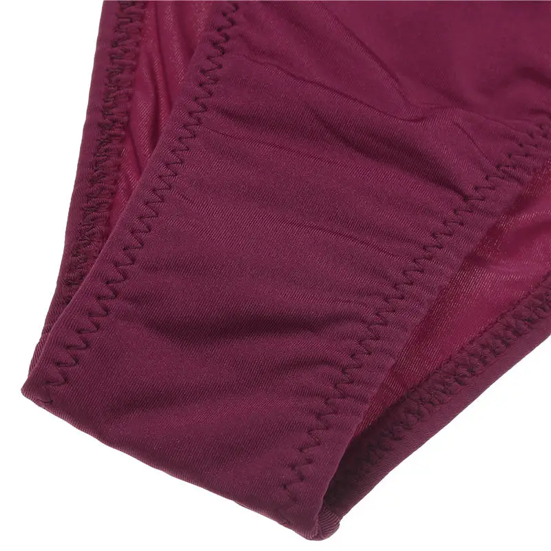 

Sexy Women's Thong Underwear with Crystal Diamond Elastic Girl Briefs Temptation Solid Color Underpants Satin Fabric G-String