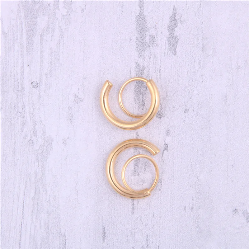 Искусственные Двойные серьги спиральный обруч для женщин из нержавеющей стали