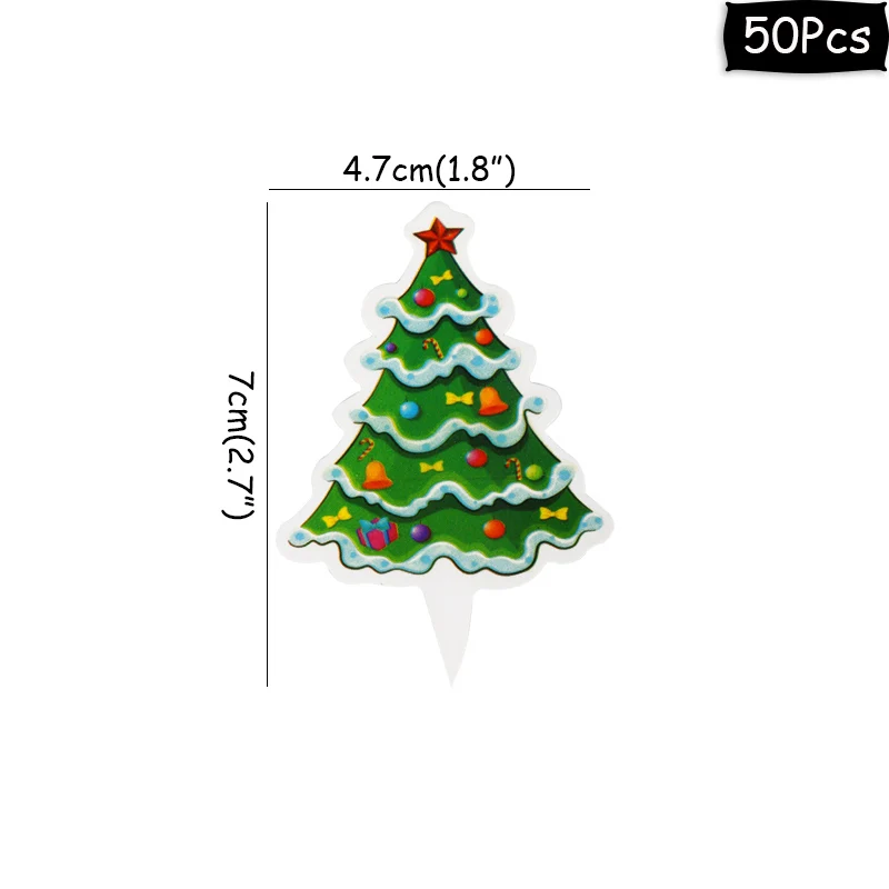 50pcs toppers-C Рождественские обертки для выпечки кексов, новогодние вечерние Декор кекса, украшения для рождественской вечеринки, Санта-торт-снеговик - Цвет: 50pcs toppers-C