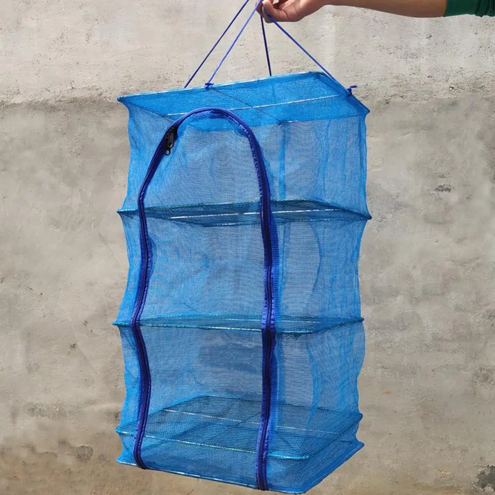 

Foldable 4 Layers Drying Net Fish Net Drying Rack Hanging Vegetable Fish Dishes Hanger Fish Net Hanging Net Dry Cage Tackle Tool