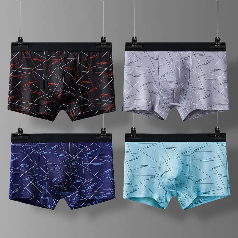 8Pcs/Lot Men Underwear Boxers Shorts Silk Underpants Comfortable Man's Underwear Breathable Soft Panty High Quality Male Panties