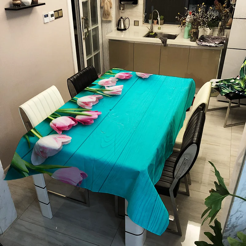 

Household decorative flower pattern printing washable tablecloth