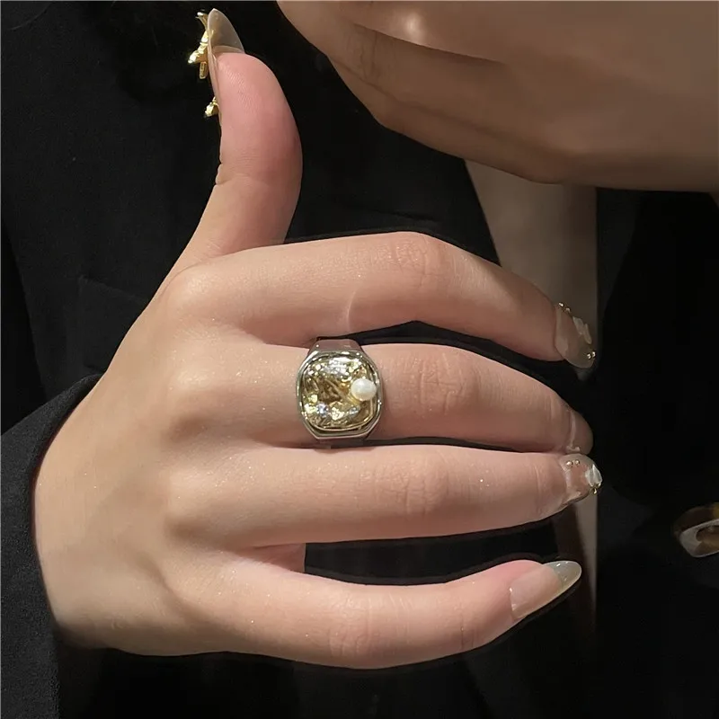 Модные кольца Ins из сплава в стиле ретро для женщин нишевые Дизайнерские широкие