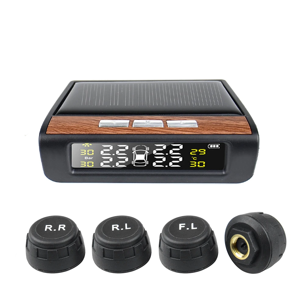 TPMS Солнечная автомобильная система контроля давления в шинах, 4 внешних датчика Предупреждение предупреждение о температуре T06N T01W Visture