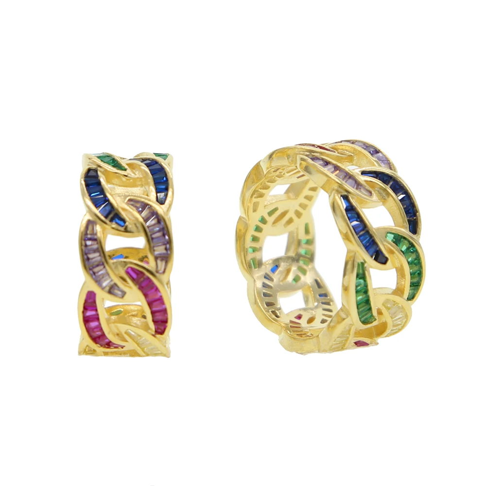 Радужное кольцо с кубинской багеттой Майами украшение для мужчин и женщин