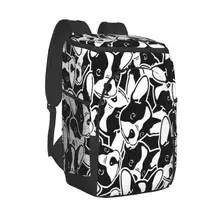 Large Cooler Bag Thermo Lunch Picnic Box Dog Head Of French Bulldog Insulated Backpack Fresh Carrier Thermal Shoulder Bag
