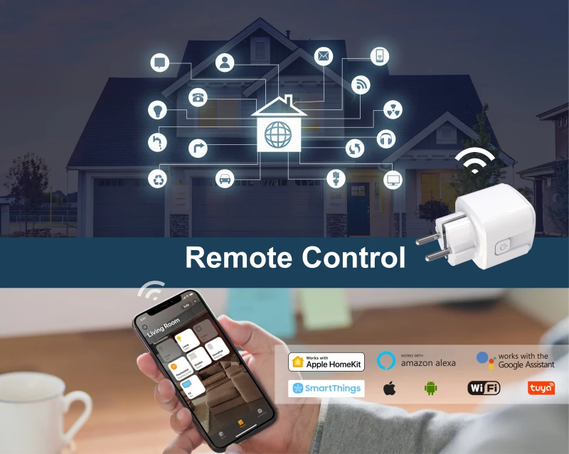 

WiFi Smart Plug EU Adaptor Wireless Remote Voice Control Power Energy Monitor Outlet Timer Socket For Alexa Google For HomeKit