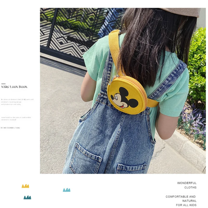 

Disney Mickey Mouse Bag Children Waist Bags Cartoon Cute Small Round Bag Boys Girls Satchel Leisure Chest Bag Kids Coin Purse