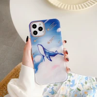 marble case for iphone 12 11 pro xr x xs max 7 8 plus se2 case soft tpu imd back cover animal pattern dolphin whale phone case