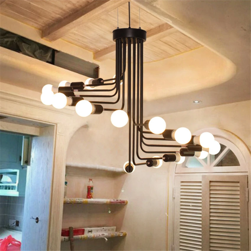 買取 アメリカンカントリーヴィンテージ鉄スパイラルシャンデリアライトロフト人格階段ヴィラレストラン通路ランプ器具