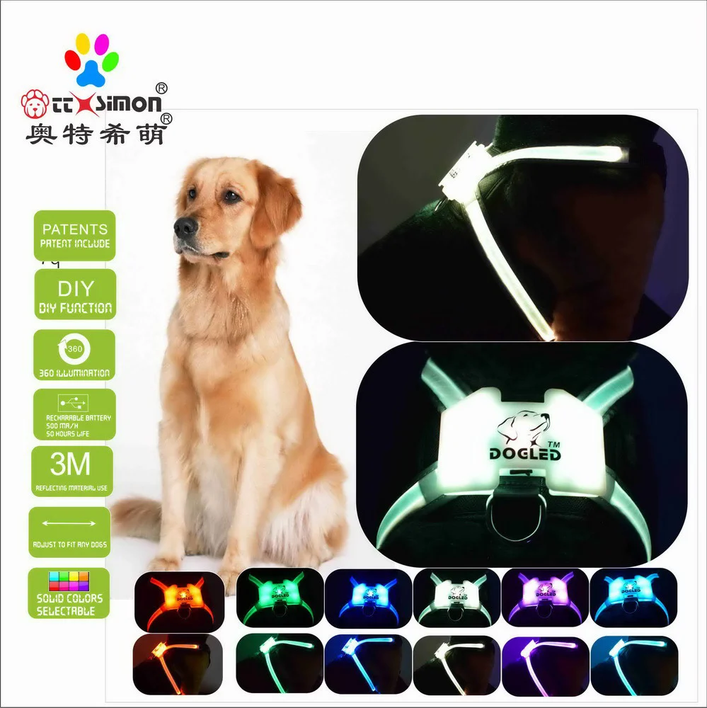 

rgb dog collar led dog accessories for large Reflective Harness for Dogs