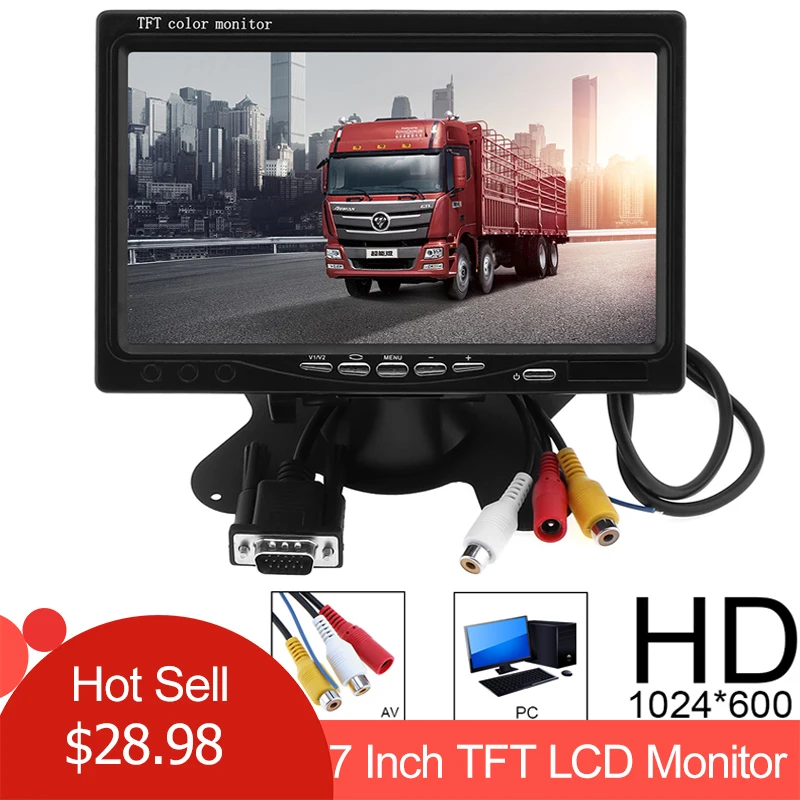 1024x600 7 дюймов ультра тонкий TFT lcd HD монитор Аудио Видео AV автомобильный домашний монитор яркий цвет с VGA интерфейсом