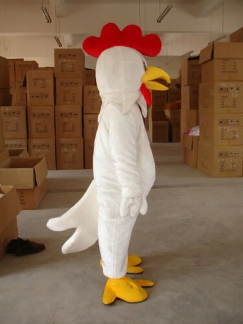 

2019 Mascot White / Yellow Funny Chicken Adult Fancy Mascot Costume Party Wear Apparel Cartoon Character Birthday Clothes Gift