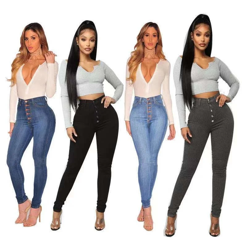 

SHZQ Baozhuo New High Waist Jeans for Women Slim Stretch Denim Jean Bodycon Tassel Belt Bandage Skinny Push Up Woman Jeans