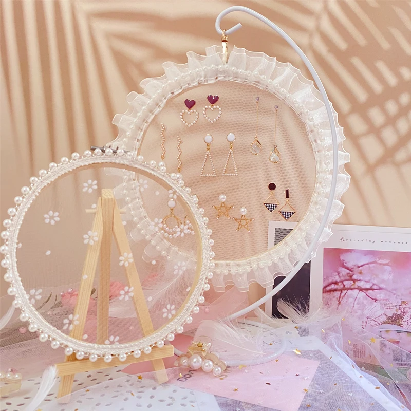 

Креативная кружевная полка для хранения ювелирных изделий, подставка для хранения сережек, Женский органайзер для хранения сережек в ванно...