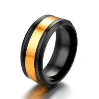 new product stainless steel ring mens ring fashion titanium steel ring black two tone gold ring