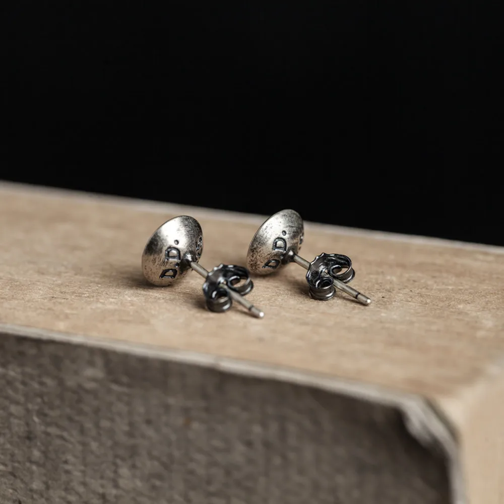 

S925 sterling silver Concave rivet earring for men and women New punk style anti allergy ear stud ear clip jewelry