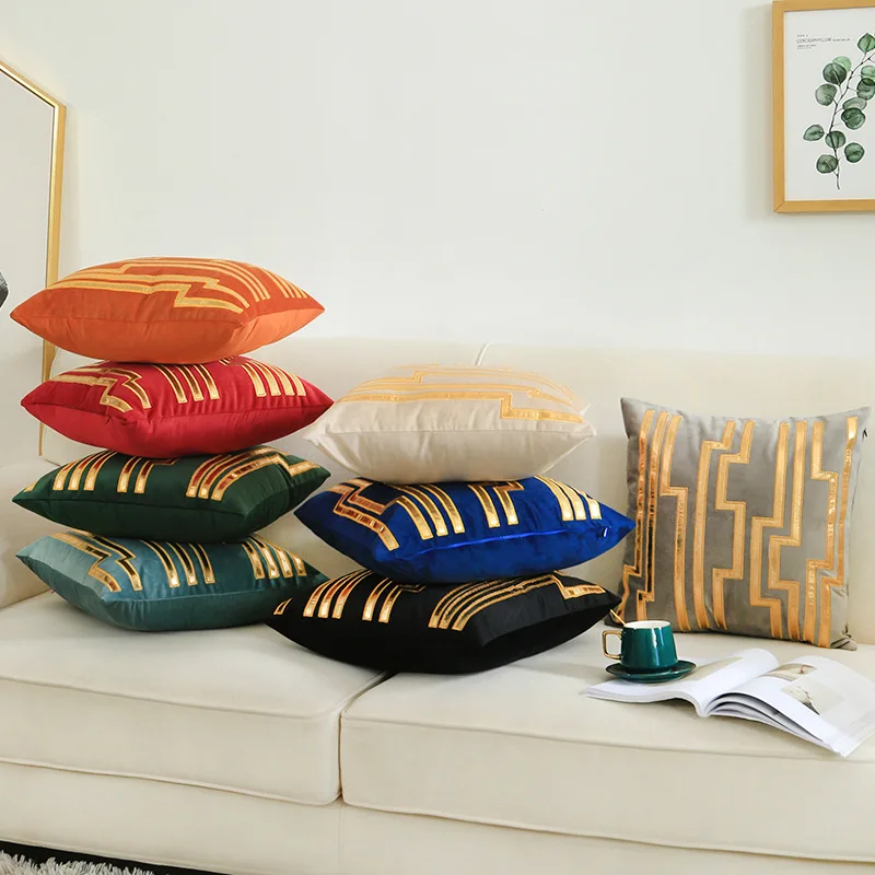 Винтажная синяя Подушка с геометрическим рисунком чехол almofadas современный